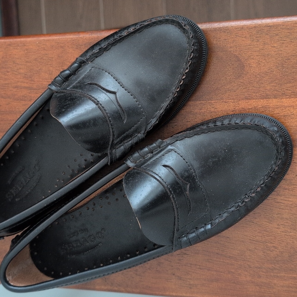 Sebago Black Leather Slip-On Loafers shoes Size 5.5 - Picture 5 of 8